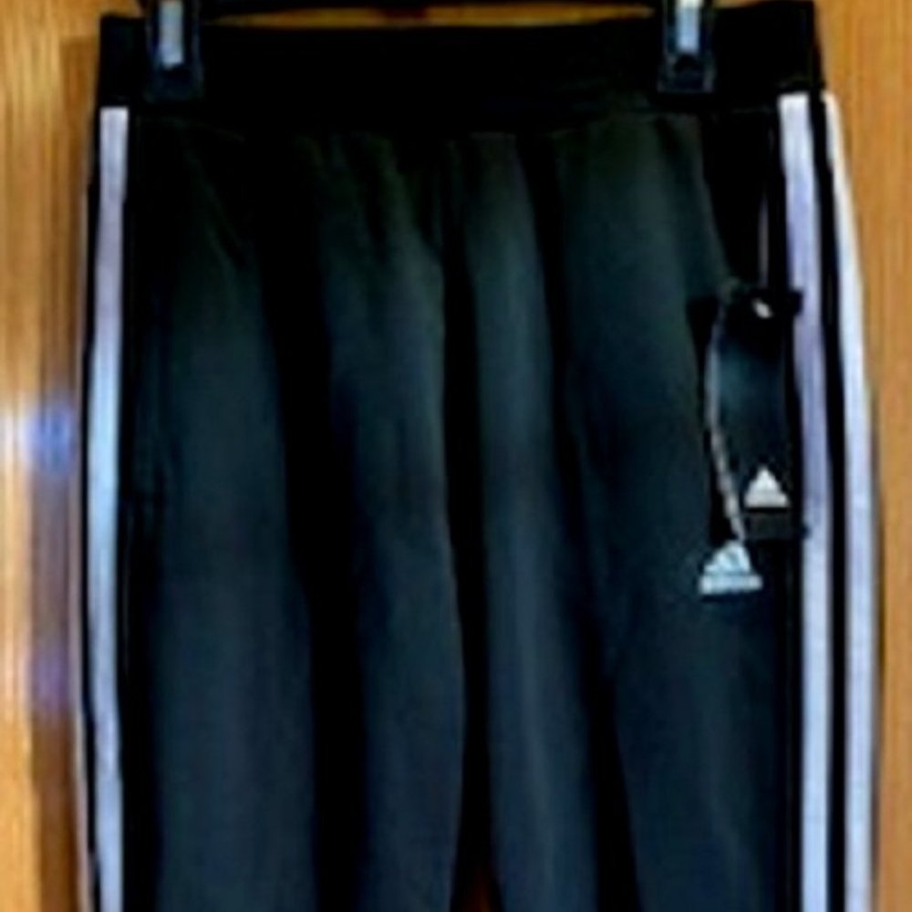 NWT Adidas Girls' Pull-On Jogger Pants Black White Side Stripes Sz: M (10/12)